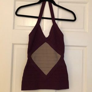 Herve Leger bandage top wine, grey XXS